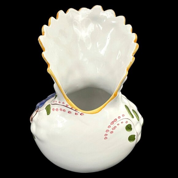 Vintage 1980s Folk Art Portugal Lucky Barcelos Hen Blue & White Ceramic Figurine - Picture 3 of 8